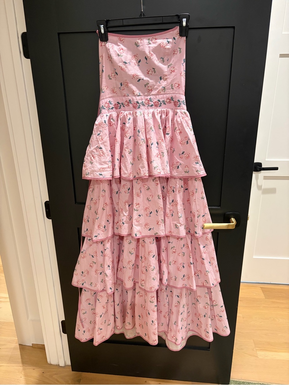 MARBLE Pink Floral Tiered Ruffle Maxi Dress